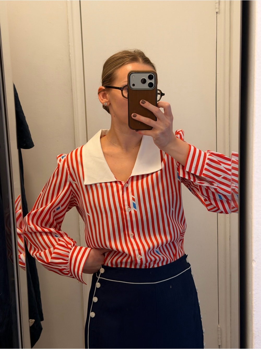 Lady Arrow Vintage 1970s/80s Candy Stripe Blouse Size 10/Medium